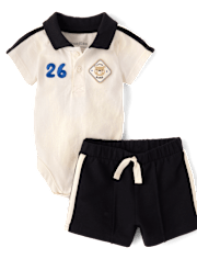 Baby Boys Applique Bear Patch 2-Piece Playwear Set