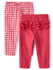 Baby Girls Gingham Ruffle Leggings 2-Pack