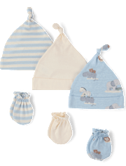 Baby Boys Animal Hat And Mittens 6-Piece Set