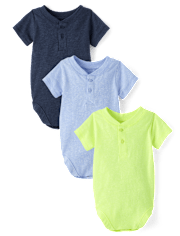 Baby Boys Marled Henley Bodysuit 3-Pack