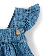 Baby Girls Chambray Flutter Overalls