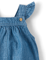 Salopette en chambray à volants pour bébé fille