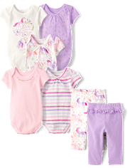 Baby Girls Unicorn Bodysuit 5-Pack