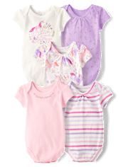Baby Girls Unicorn Bodysuit 5-Pack