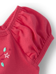 Baby Girls Embroidered Cherry Bubble Romper 2-Pack