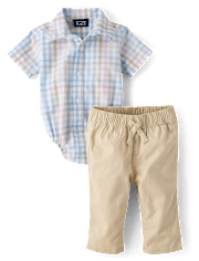 Baby Boys Dad And Me Gingham 2-Piece Outfit Set