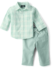 Baby Boys Plaid 2-Piece Outfit Set