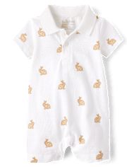 Baby Boys Bunny Polo Romper