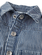 Baby Boys Railroad Striped Denim Jacket