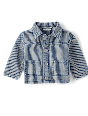 Baby Boys Railroad Striped Denim Jacket