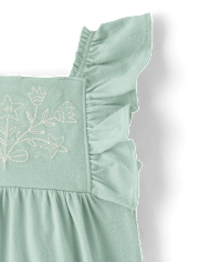 barboteuse brodée à volants pour bébé fille