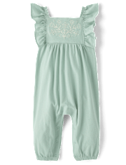 Baby Girls Embroidered Flutter Romper