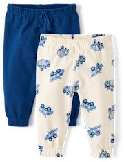 Baby Boys Construction Vehicle Jogger Pants 2-Pack