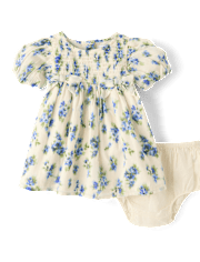 Baby Girls Mommy And Me Floral Bow Smocked Dress