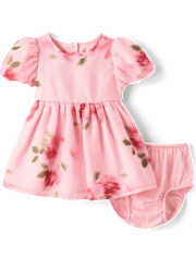 Baby Girls Floral Chiffon Fit And Flare Dress
