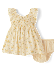 Baby Girls Floral Smocked Flutter Dress