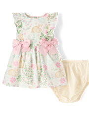 Baby Girls Bunny Bow Flutter Dress