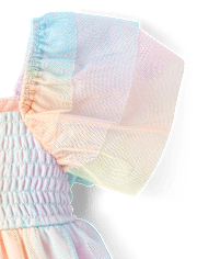 Baby Girls Rainbow Smocked Mesh Flutter Dress