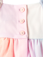 Baby Girls Rainbow Smocked Mesh Flutter Dress