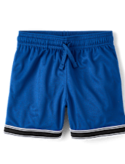 Boys Quick Dry Contrast Hem Mesh Active Shorts