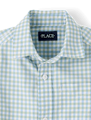 Chemise boutonnée en popeline vichy pour garçon