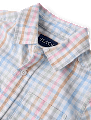 Boys Gingham Poplin Button Up Shirt