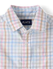 Boys Gingham Poplin Button Up Shirt