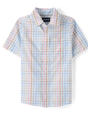 Chemise boutonnée en popeline vichy pour garçon