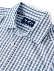 Boys Gingham Poplin Button Up Shirt