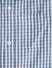 Chemise boutonnée en popeline vichy pour garçon