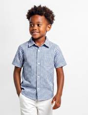 Chemise boutonnée en popeline vichy pour garçon