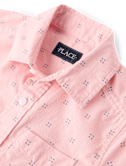 Boys Print Poplin Button Up Shirt