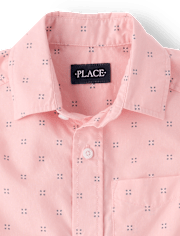 Boys Print Poplin Button Up Shirt
