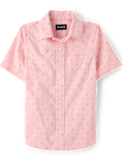Boys Print Poplin Button Up Shirt
