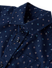 Boys Print Poplin Button Up Shirt