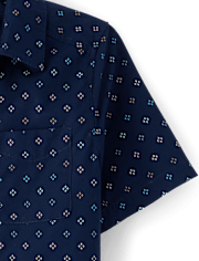 Boys Print Poplin Button Up Shirt