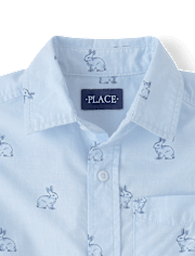 Boys Dad And Me Bunny Poplin Button Up Shirt