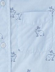 Chemise boutonnée en popeline à motifs lapins « Papa et moi » pour garçons