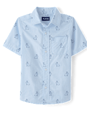 Chemise boutonnée en popeline à motifs lapins « Papa et moi » pour garçons