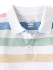 Boys Striped Soft Pique Polo