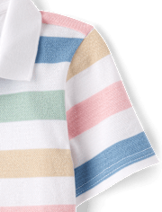 Boys Striped Soft Pique Polo