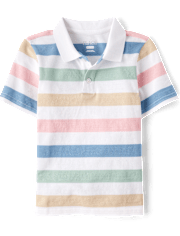 Boys Striped Soft Pique Polo