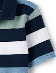 Boys Striped Soft Pique Polo