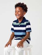 Boys Striped Soft Pique Polo
