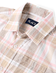 Boys Plaid Poplin Button Up Shirt