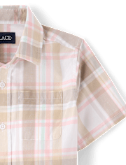 Boys Plaid Poplin Button Up Shirt