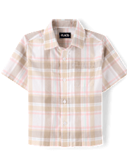 Boys Plaid Poplin Button Up Shirt