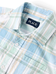 Chemise à carreaux en popeline boutonnée pour garçon