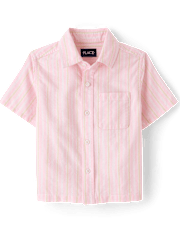 Boys Striped Oxford Button Up Shirt
