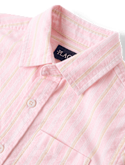 Boys Striped Oxford Button Up Shirt